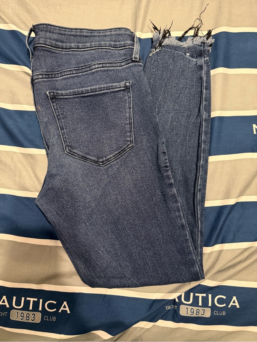 Old Navy High-Rise Dark Blue Button-Fly Jeans - Picture 2 of 3